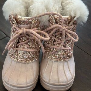 London Fog Pink Glitter Kids Snow Boots